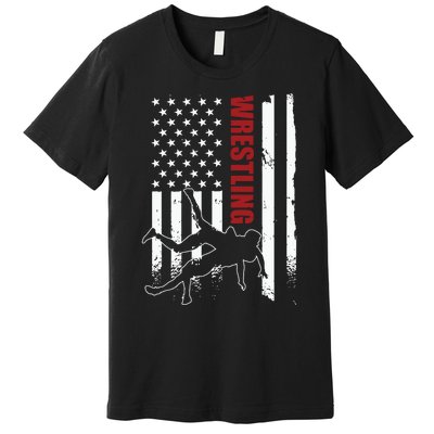 Retro American Wrestling Apparel US Flag Wrestling Premium T-Shirt