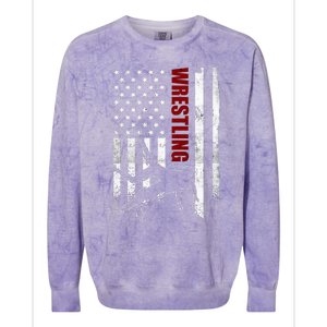 Retro American Wrestling Apparel Us Flag Wrestling Colorblast Crewneck Sweatshirt