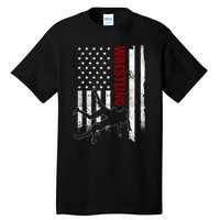 Retro American Wrestling Apparel Us Flag Wrestling Tall T-Shirt