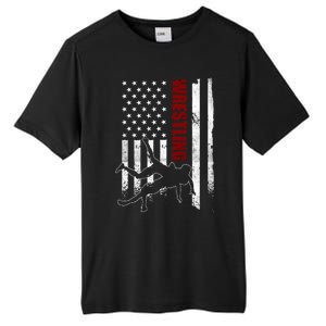 Retro American Wrestling Apparel Us Flag Wrestling Tall Fusion ChromaSoft Performance T-Shirt