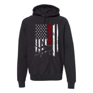 Retro American Wrestling Apparel Us Flag Wrestling Premium Hoodie