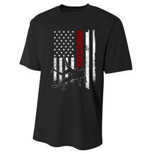 Retro American Wrestling Apparel Us Flag Wrestling Performance Sprint T-Shirt