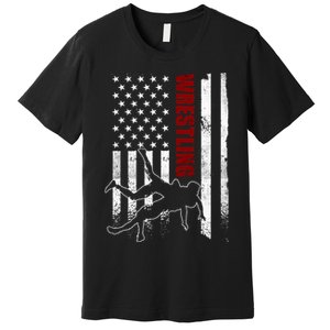 Retro American Wrestling Apparel Us Flag Wrestling Premium T-Shirt