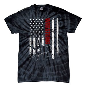 Retro American Wrestling Apparel Us Flag Wrestling Tie-Dye T-Shirt