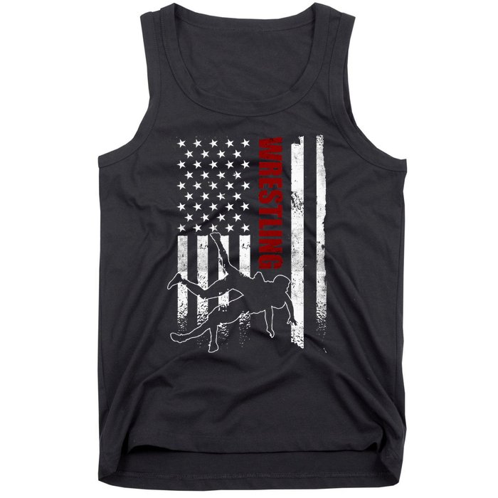 Retro American Wrestling Apparel Us Flag Wrestling Tank Top