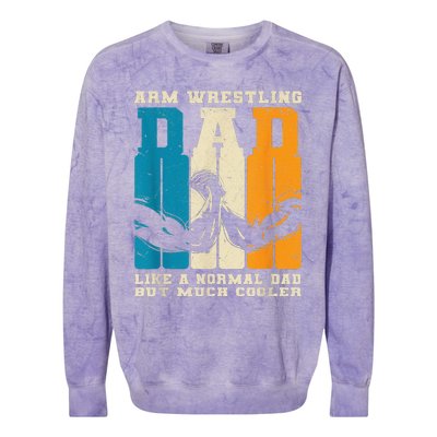 Retro Arm Wrestling Dad Normal Dad But Cooler Armwrestling Colorblast Crewneck Sweatshirt