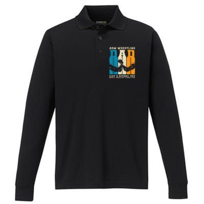 Retro Arm Wrestling Dad Normal Dad But Cooler Armwrestling Performance Long Sleeve Polo