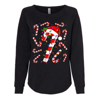 Red And White Candy Cane Santa Christmas Funny Xmas Lights Womens California Wash Sweatshirt