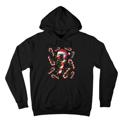 Red And White Candy Cane Santa Christmas Funny Xmas Lights Hoodie