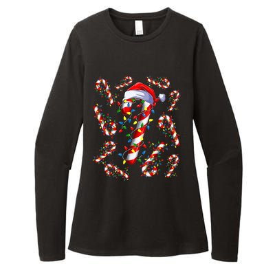 Red And White Candy Cane Santa Christmas Funny Xmas Lights Womens CVC Long Sleeve Shirt