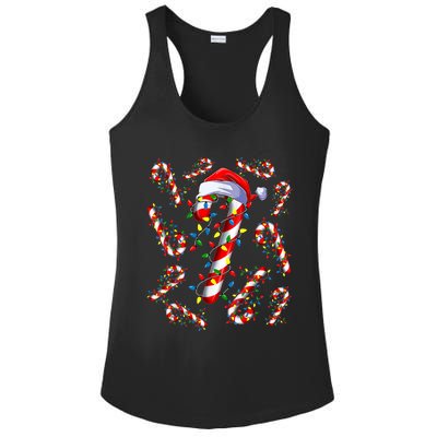 Red And White Candy Cane Santa Christmas Funny Xmas Lights Ladies PosiCharge Competitor Racerback Tank