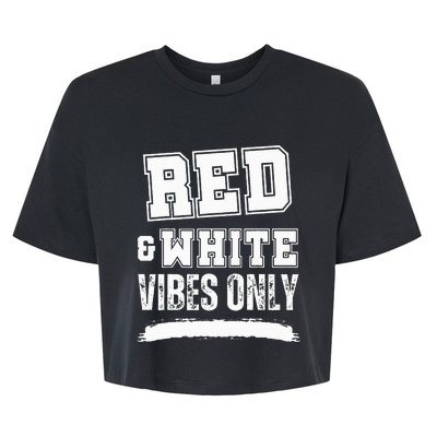 Red And White Game Day High School Football Bella+Canvas Jersey Crop Tee