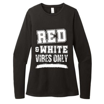 Red And White Game Day High School Football Womens CVC Long Sleeve Shirt