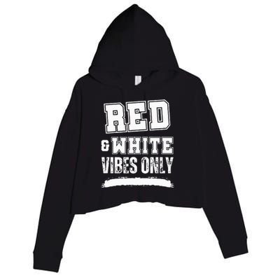 Red And White Game Day High School Football Crop Fleece Hoodie