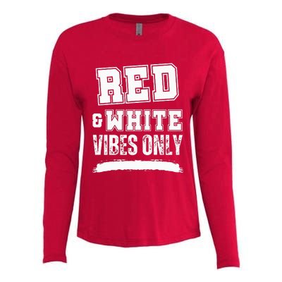 Red And White Game Day High School Football Womens Cotton Relaxed Long Sleeve T-Shirt