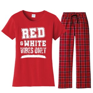 Red And White Game Day High School Football Women's Flannel Pajama Set