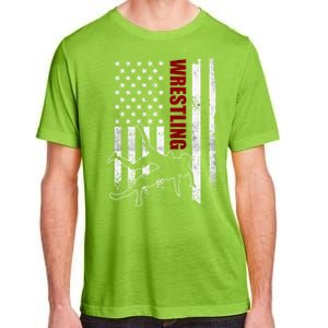 Retro American Wrestling US Flag Wrestling Adult ChromaSoft Performance T-Shirt