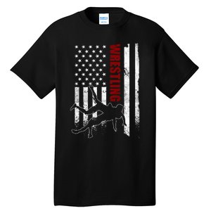 Retro American Wrestling US Flag Wrestling Tall T-Shirt