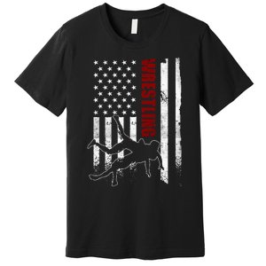 Retro American Wrestling US Flag Wrestling Premium T-Shirt