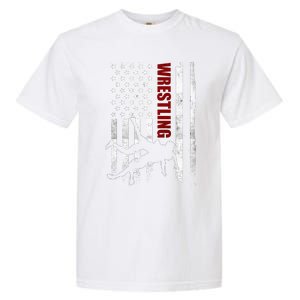 Retro American Wrestling US Flag Wrestling Garment-Dyed Heavyweight T-Shirt