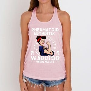 Rheumatoid Arthritis Warrior Awareness Unbreakable Gift Women's Knotted Racerback Tank