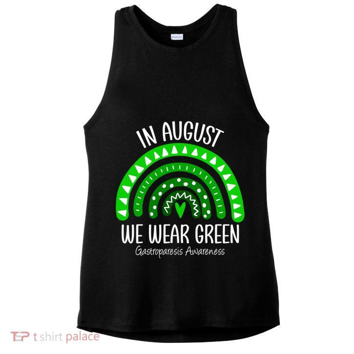 Rainbow August We Wear Green Gastroparesis Awareness Ribbon Gift Ladies PosiCharge Tri-Blend Wicking Tank