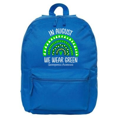 Rainbow August We Wear Green Gastroparesis Awareness Ribbon Gift 16 in Basic Backpack