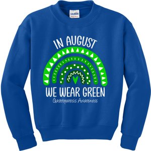 Rainbow August We Wear Green Gastroparesis Awareness Ribbon Gift Kids Sweatshirt