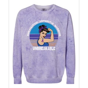 Rheumatoid Arthritis Warrior Unbreakable Awareness Gift Colorblast Crewneck Sweatshirt