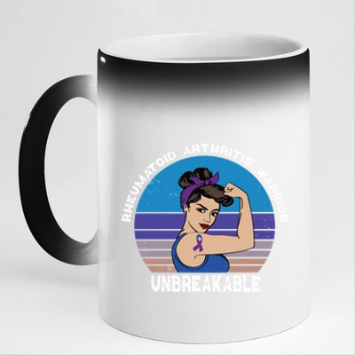 Rheumatoid Arthritis Warrior Unbreakable Awareness Gift 11oz Black Color Changing Mug