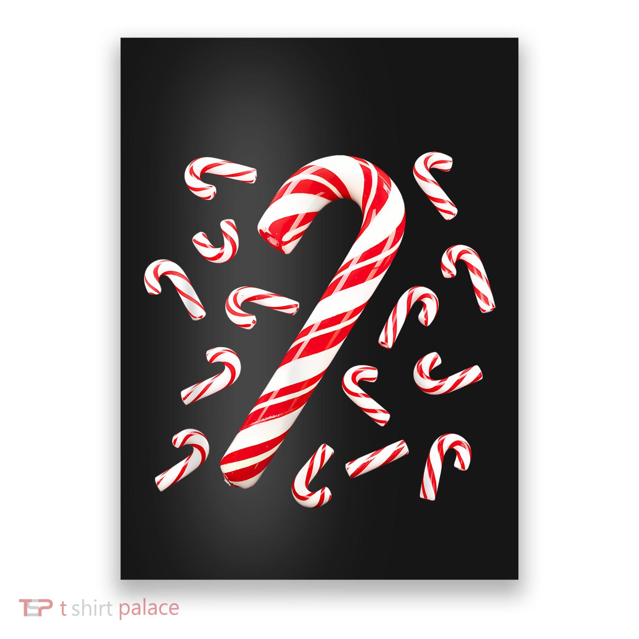 Red And White Candy Cane Santa Christmas Poster
