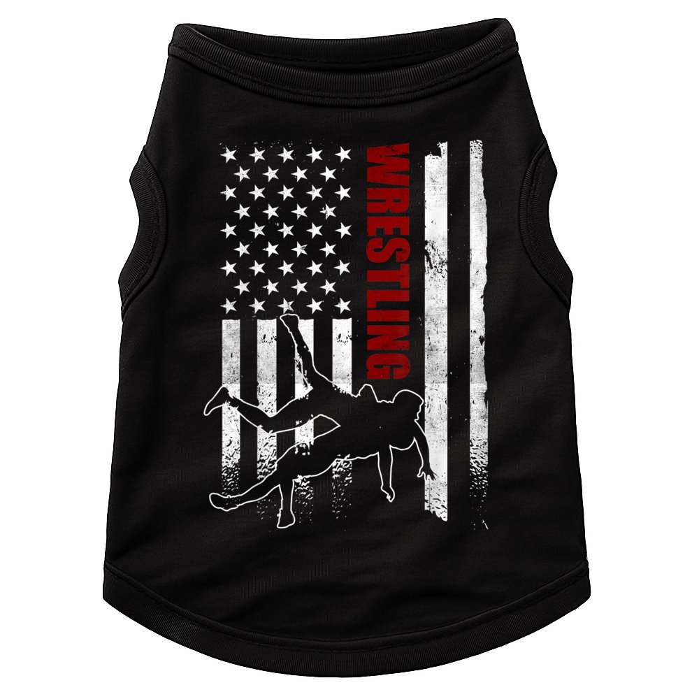 Retro American Wrestling Apparel US Flag Wrestling Doggie Tank
