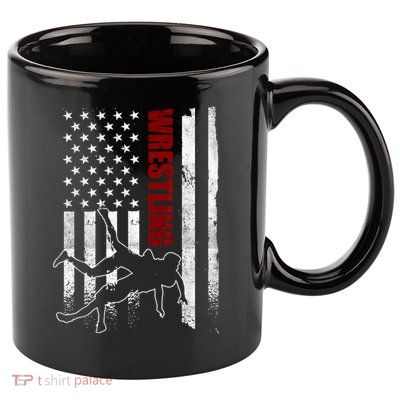 Retro American Wrestling Apparel US Flag Wrestling 11oz C Handle Ceramic Mug