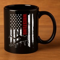 Retro American Wrestling Apparel US Flag Wrestling 11oz C Handle Ceramic Mug