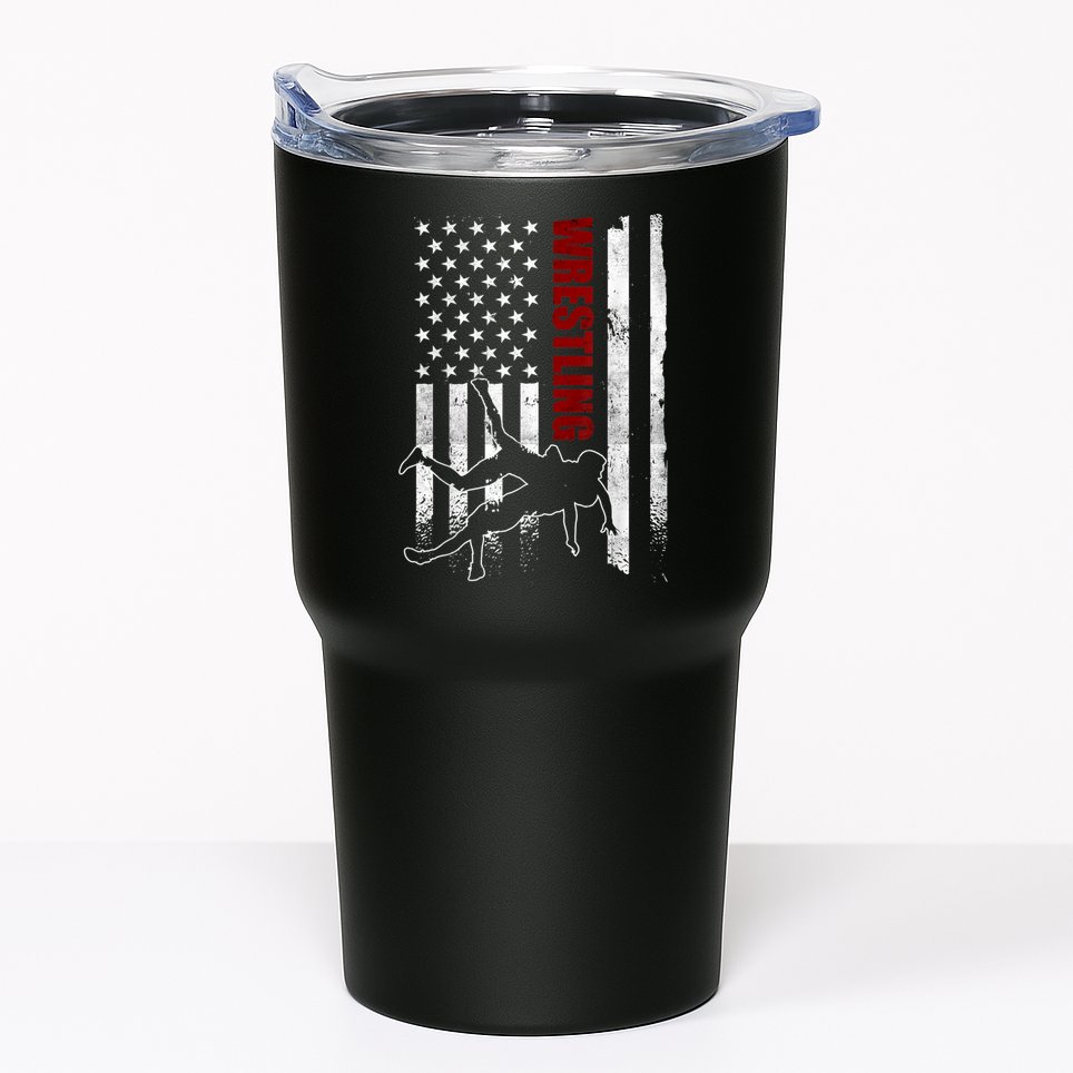 Retro American Wrestling Apparel US Flag Wrestling Tumbler