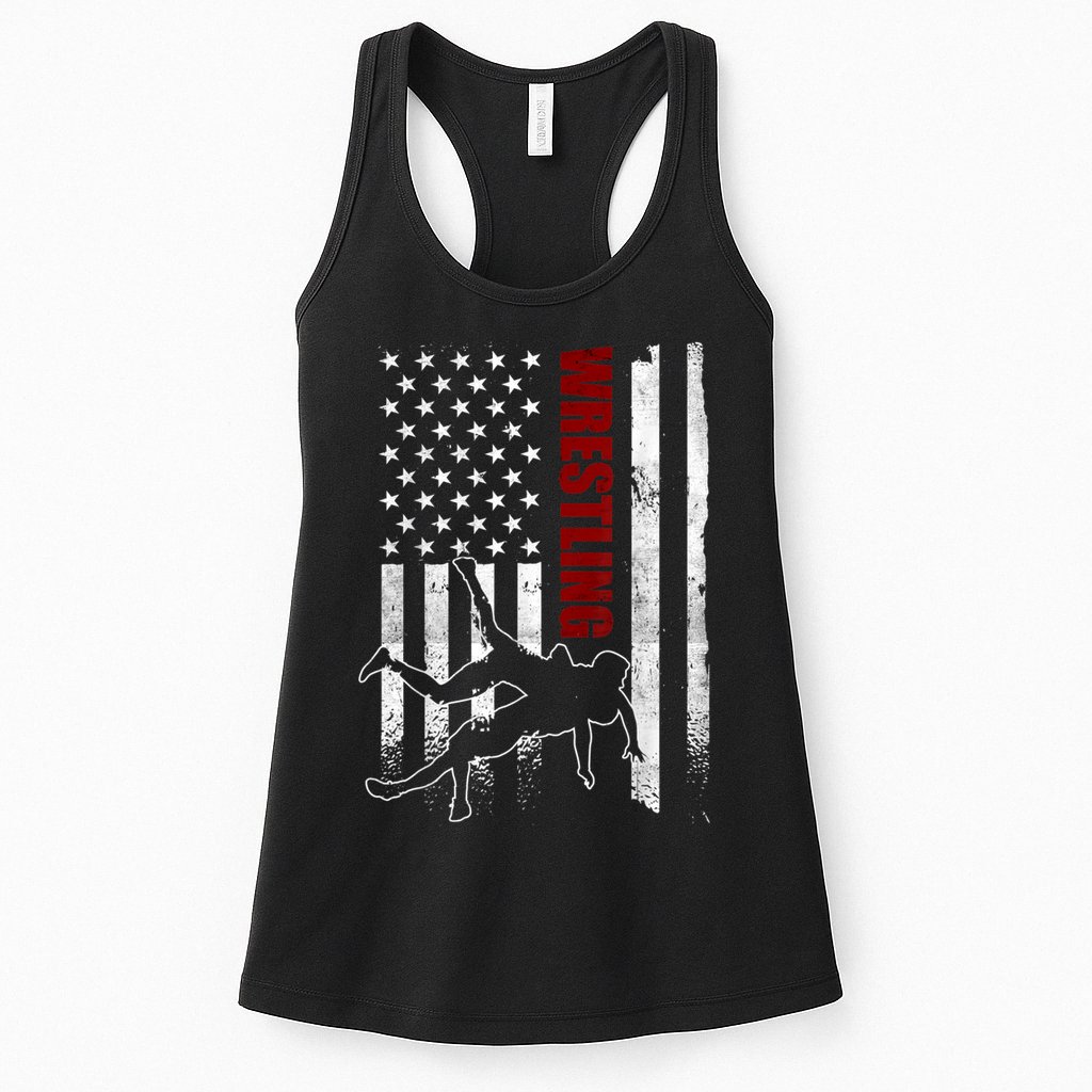 Retro American Wrestling Apparel US Flag Wrestling Womens Tank Top
