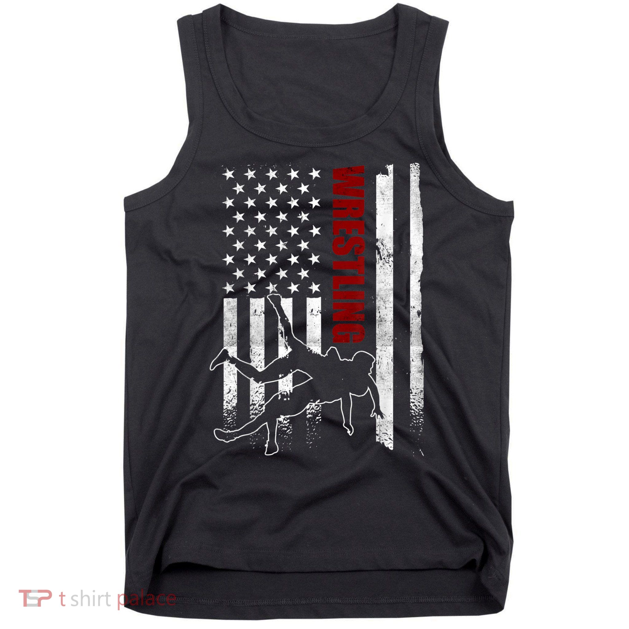 Retro American Wrestling Apparel US Flag Wrestling Tank Top
