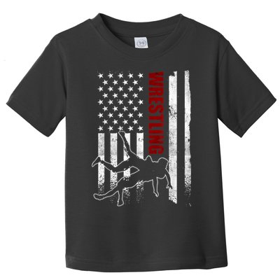 Retro American Wrestling Apparel US Flag Wrestling Toddler T-Shirt