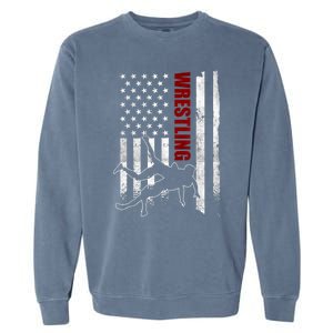 Retro American Wrestling Apparel US Flag Wrestling Garment-Dyed Sweatshirt