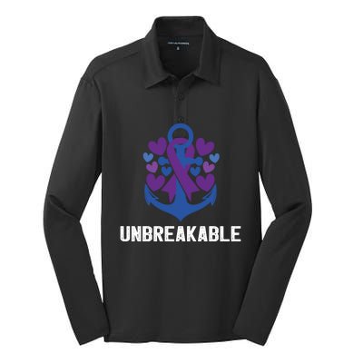 Rheumatoid Arthritis Warrior Unbreakable Great Gift Awareness Gift Silk Touch Performance Long Sleeve Polo