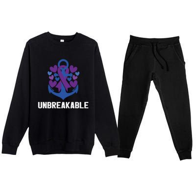 Rheumatoid Arthritis Warrior Unbreakable Great Gift Awareness Gift Premium Crewneck Sweatsuit Set