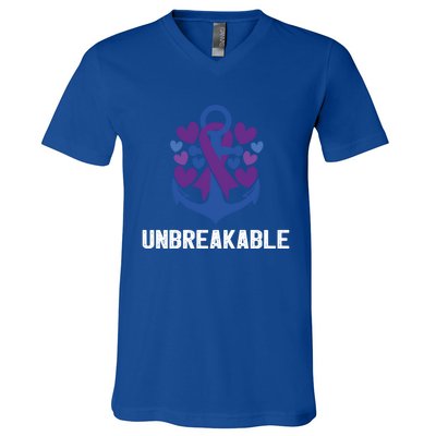 Rheumatoid Arthritis Warrior Unbreakable Great Gift Awareness Gift V-Neck T-Shirt