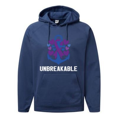 Rheumatoid Arthritis Warrior Unbreakable Great Gift Awareness Gift Performance Fleece Hoodie