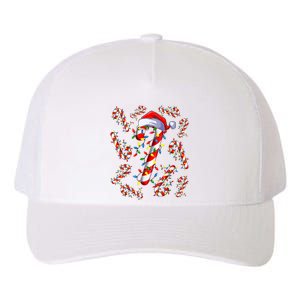 Red And White Candy Cane Santa Christmas Funny Xmas Lights Yupoong Adult 5-Panel Trucker Hat