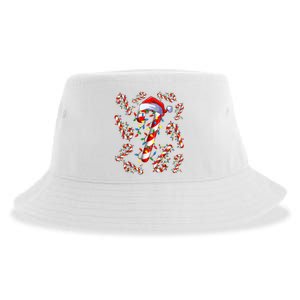 Red And White Candy Cane Santa Christmas Funny Xmas Lights Sustainable Bucket Hat