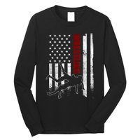 Retro American Wrestling Apparel US Flag Wrestling TShirt Long Sleeve Shirt