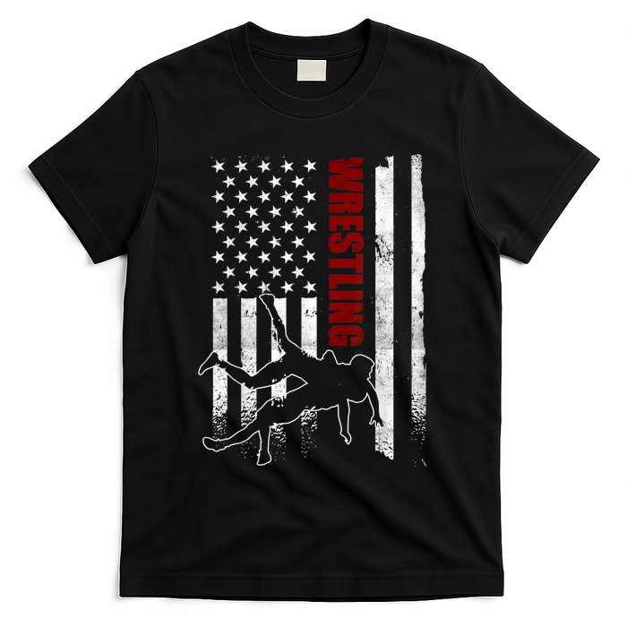 Retro American Wrestling Apparel US Flag Wrestling TShirt T-Shirt