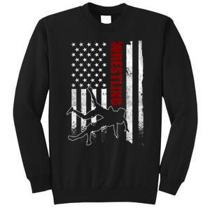 Retro American Wrestling Apparel US Flag Wrestling TShirt Tall Sweatshirt