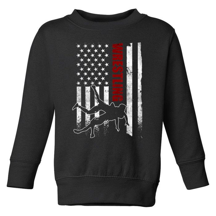 Retro American Wrestling Apparel US Flag Wrestling TShirt Toddler Sweatshirt