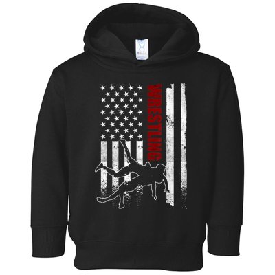 Retro American Wrestling Apparel US Flag Wrestling TShirt Toddler Hoodie